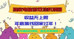 独家电脑游戏挂G项目，常年稳定，收益无上限，年底搞钱回家过年【揭秘】-聊项目