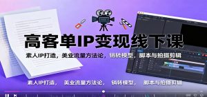 高客单IP变现线下大课:素人IP打造,美业流量方法论,销转模型,脚本与拍摄剪辑-聊项目