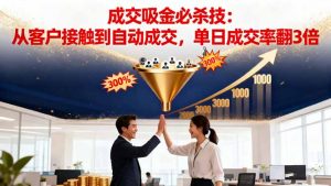 吸金成交营销必杀技：从客户接触到自动成交，单日成交率翻3倍-聊项目