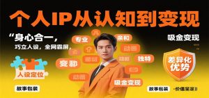 个人IP从认知到变现,身心合一,巧立人设,全网霸屏,吸金变现-聊项目