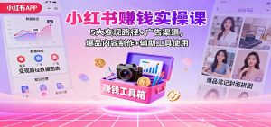 小红书赚钱实操课：5大变现路径+广告渠道，爆品内容制作+辅助工具使用-聊项目