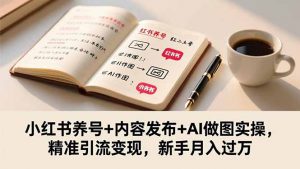 小红书养号+内容发布+AI做图实操,精准引流变现,新手月入过万-聊项目