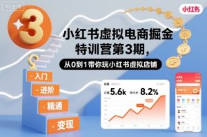 小红书虚拟电商掘金特训营第3期，从0到1带你玩小红书虚拟店铺-聊项目