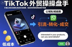 TikTok外贸操盘手,打通公域引流到私域成交全链路,低成本获取高质量海外询盘-聊项目