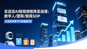 实体店AI短视频矩阵实战课:数字人/团购/矩阵SOP,引流成本降70%销量翻3倍-聊项目