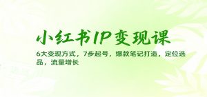 小红书IP变现课:6大变现方式,7步起号,爆款笔记打造,定位选品,流量增长-聊项目