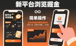 新平台浏览掘金，动动手指截张图就能挣米，2分钟一单，不限时不限量，一天5张【揭秘】-聊项目