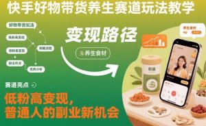 快手好物带货养生赛道玩法教学,低粉高变现,普通人的副业新机会-聊项目
