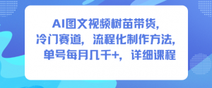 AI图文视频树苗带货,冷门赛道,流程化制作方法,单号每月几K,详细课程-聊项目