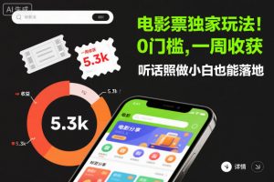 电影票独家玩法!0门槛,一周收获5.3k,听话照做小白也能落地【揭秘】-聊项目