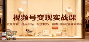 视频号变现实战课:流量逻辑、选品排品、投流技巧,覆盖开店到复盘全流程-聊项目