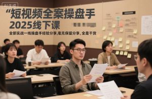 短视频全案操盘手2025线下课,全部实战一线操盘手经验分享,毫无保留分享,全是干货-聊项目