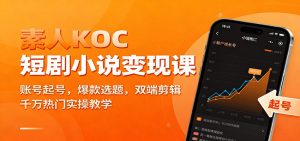 素人KOC短剧小说变现课:账号起号,爆款选题,双端剪辑,千万热门实操教学-聊项目