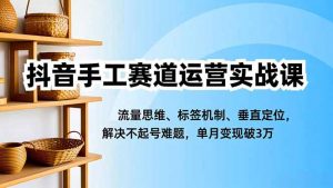 抖音手工赛道运营实战课，流量思维、标签机制、垂直定位，解决不起号难题，单月变现破3万-聊项目