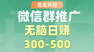 首发项目，微信群推广掘金，多号矩阵无脑日入3-5张【揭秘】-聊项目