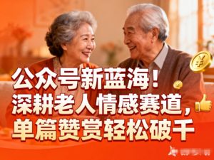 公众号新蓝海!深耕老人情感赛道,单篇赞赏轻松破1k-聊项目