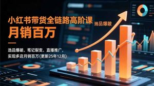 小红书带货全链路高阶课,选品爆破、笔记裂变、直播推广,实现多店月销百万(更新25年12月-聊项目