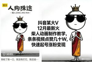 抖音某大V12月最新火柴人动画制作教学，条条视频点赞几十W，快速起号涨粉变现-聊项目