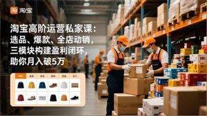 淘宝高阶运营私家课：选品、爆款、全店动销，三模块构建盈利闭环，助你月入破5万(更新12月-聊项目