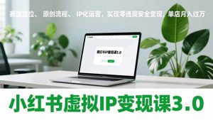 小红书虚拟IP变现课3.0，赛道定位、原创流程、IP化运营，实现零违规安全变现，单店月入过万-聊项目
