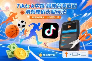 Tiktok中视频体育赛道混剪原创长期玩法，靠播放量賺米，小白轻松上手-聊项目