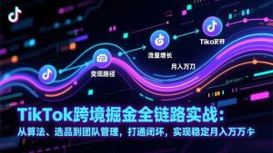 TikTok跨境掘金全链路实战:从算法、选品到团队管理,打通闭环,实现稳定月入万刀-聊项目