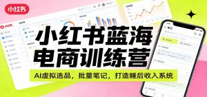 小红书蓝海电商训练营：AI虚拟选品，批量笔记，打造睡后收入系统-聊项目