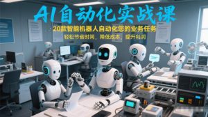 AI自动化实战课：20款智能机器人自动化您的业务任务，轻松节省时间，降低成本，提升利润-聊项目