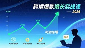 跨境爆款增长实战课,教授用户意图洞察、内容飞轮搭建、精准广告投放,助力卖家2026年利润倍增-聊项目