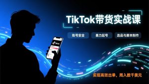 TikTok带货实战课,涵盖账号安全、暴力起号、选品与脚本制作,实现高效出单,周入数千美元-聊项目
