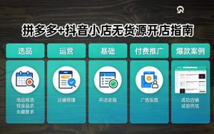 拼多多+抖音小店无货源开店，包括：选品、运营、基础、付费推广、爆款案例等(更新26年2月)-聊项目