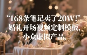 168条笔记卖了20W！婚礼开场视频定制模板，小众虚拟产品-聊项目