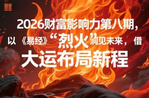 2026财富影响力第八期,以《易经》智慧洞见未来,借“离火”大运布局新程-聊项目