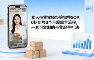 素人短视频带货实操经验完整SOP,0粉新号3个月爆单全流程,一套可复制的带货起号打法-聊项目