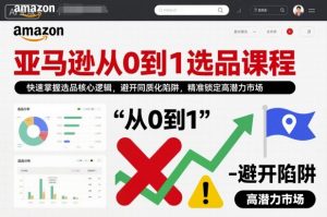 亚马逊从0到1选品课程，快速掌握选品核心逻辑，避开同质化陷阱，精准锁定高潜力市场(更新)-聊项目