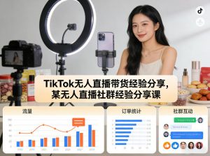 TikTok无人直播带货经验分享，某无人直播社群经验分享课-聊项目