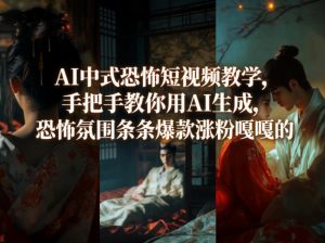 AI中式恐怖短视频教学，手把手教你用AI生成，恐怖氛围条条爆款涨粉嘎嘎的-聊项目