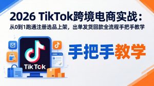 2026TikTok跨境电商实战:从0到1跑通注册选品上架,出单发货回款全流程手把手教学-聊项目