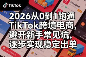 2026从0到1跑通TikTok跨境电商,避开新手常见坑,逐步实现稳定出单-聊项目