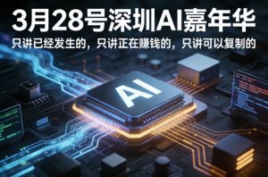3月28号深圳AI嘉年华,只讲已经发生的,只讲正在賺钱的,只讲可以复制的-聊项目