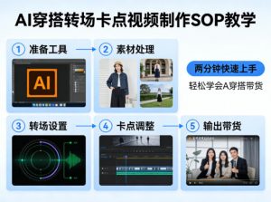 AI穿搭转场卡点视频制作SOP教学，两分钟快速上手，轻松学会AI穿搭带货-聊项目