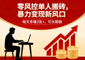零风控单人搬砖，暴力变现新风口，每天多賺3张+，可长期做【揭秘】-聊项目