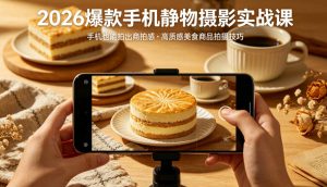 2026爆款手机静物摄影实战课，手机也能拍出商拍感，学会拍出高质感美食商品-聊项目