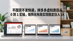 不囤货不发快递,拼多多虚拟类目从 0 到 1 实操,矩阵化布局实现稳定日入 1K-聊项目