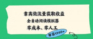 靠高效流量获取收益，零成本全自动阅读模拟器2.0全新玩法，单窗口高达50+蓝海小众项目【揭秘】-聊项目