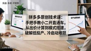 拼多多原创技术课：手把手教小二开直通车，从出价计算到模式搭建，破解低投产、冷启动难题-聊项目