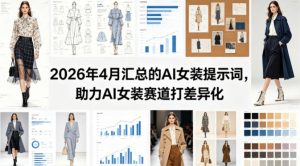 2026年4月汇总的AI女装提示词，助力AI女装赛道打差异化-聊项目