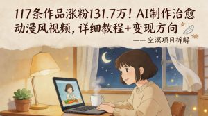 117条作品涨粉131.7W！AI制作治愈动漫风视频，详细教程+变现方向-聊项目