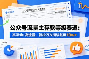公众号流量主之存款等级赛道，高互动+高流量，轻松达到万次阅读，甚至10w+-聊项目