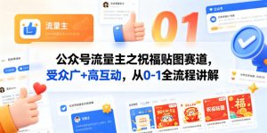 公众号流量主之祝福贴图赛道，受众广+高互动，从0-1全流程讲解-聊项目